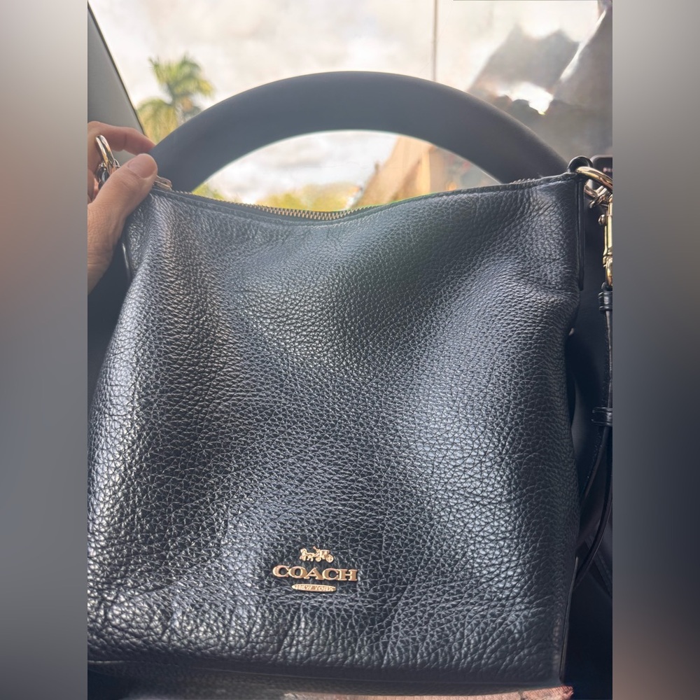 Coach Black Pebbled Leather Shoulder/crossbody Bag SMALL